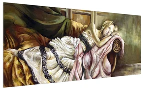 Tablou cu femeie nefericită în rochie (120x50 cm), în 40 de alte dimensiuni noi