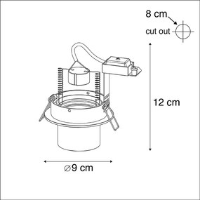 Set de 6 spoturi încastrate moderne negre rotunde înclinabile - Installa