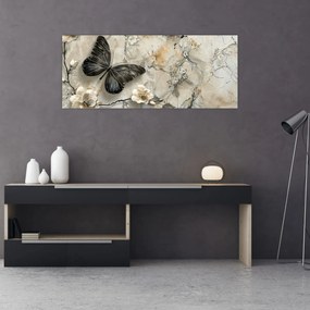 Tablou - Marmură de fundal cu fluturi (120x50 cm)