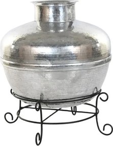 Vază decorativă de mari dimensiuni, stil modern elegant, culoare argintiu, din aluminiu, „Silver”