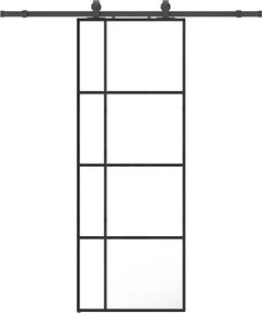 vidaXL Ușă glisantă cu set de feronerie neagră 76x205 cm Sticlă ESG