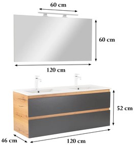 Mobilier complet de baie Vario Forte 120 stejar-antracit