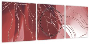 Tablou - Floare abstractă roșie N⁰1 (cu ceas) (90x30 cm)