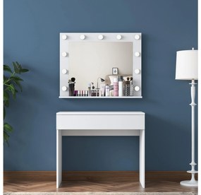 Măsuță de toaletă Bojoremo 20 (cu oglindă) (cu iluminat LED) (alb). 1107273