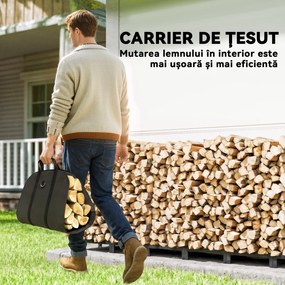 Outsunny Suport de Lemne din Metal 0.8m³ cu Preș Impermeabil și Lanțuri 235x31x116cm | Aosom Romania