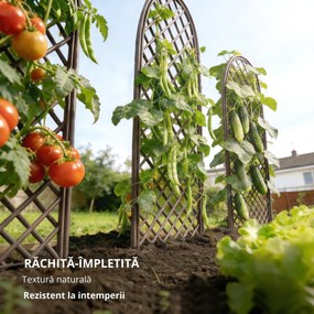 Outsunny Set de 3 spalieri de grădină din nuiele împletite Panou Arc pentru Plante cățărătoare 43 x 2 x 112 cm, efect lemn natural | Aosom Romania