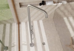 Rigola dus, patrata, cu gratar, otel periat, 13 cm, reversibila, Deante Otel periat