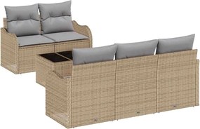 vidaXL Set de canapele pentru grădină cu pernă Manual 6 pcs Bej și gri