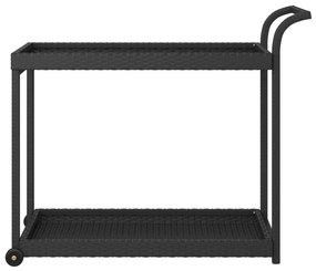 Carucior de bar, negru, 100x45x83 cm, poliratan Negru