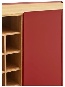 Comodă roșie înaltă cu aspect de lemn de stejar 95x120 cm Arista – Teulat