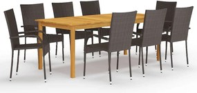 vidaXL Set mobilier de grădină, 9 piese, maro