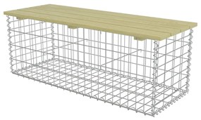 275899 vidaXL Bancă gabion, 120 cm, oțel galvanizat și lemn de pin