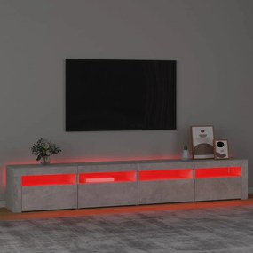 Comodă tv cu lumini led, gri beton, 240x35x40 cm