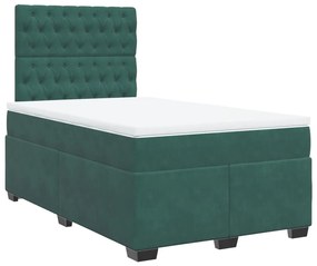 3290867 vidaXL Pat box spring cu saltea, verde închis, 120x190 cm, catifea