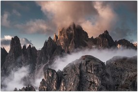 Tablou - Dolomiți Italieni ascunși în ceață (90x60 cm)