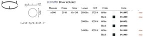 Lustra LED design geometric Oracle slim pl d050 round 2700k on-off negru