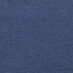 Cadru de pat cu tablie, albastru, 140x190 cm, textil Albastru, 140 x 190 cm, Benzi orizontale