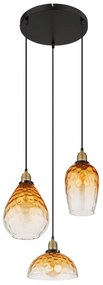 Lustra suspendata design decorativ SALVY 3L negru/chihlimbar