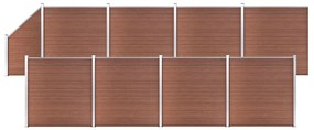 vidaXL Set panouri gard, 8 pătrate + 1 oblic, maro, 1484x186 cm, WPC