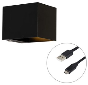 Aplică neagră incluzând LED și dimmer tactil reîncărcabilă - Joris