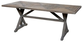 Masa dining, din lemn reciclat, design unic, cu aspect rustic, Old French