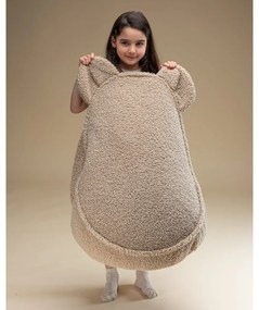 Fotoliu puf pentru copii maro deschis cu tapițerie din țesătură bouclé Bear – Wigiwama