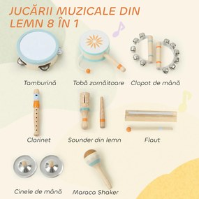 AIYAPLAY Instrumente Muzicale pentru Copii, Jucării Muzicale Montessori din Lemn pentru Copii 3+, Set de Percuție cu Tamburină și Maracas, Cadou pentru Fete și Băieți | Aosom Romania