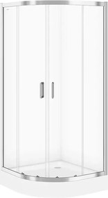 Cabina de dus semirotunda Cersanit Arteco cu 2 usi culisante 90x90 crom