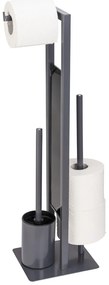 Suport pentru perie WC și hârtie igienică Wenko Rivalta, gri