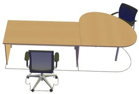 Birou de birou 120 x 120 cm, ProOffice A, stânga, pară sălbatică