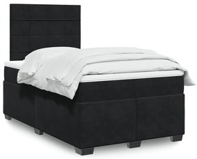 vidaXL Pat box spring cu saltea, negru, 120x190 cm, catifea