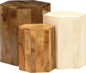 vidaXL Set măsuțe cafea, 3 piese, lemn masiv de mango