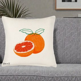Perna Decorativa Grepfrut Citrus, 40x40 cm, Crem Reliefat, Husa Detasabila, Perna Inclusa, BEKZ®
