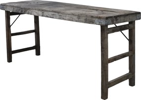Masă pliabilă din lemn reciclat, natur, 4 locuri, cu colțare metalice, 67 x 150 x 50 cm, „Grimaud”