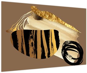 Tablou - Abstracție maro auriu N⁰2 (90x60 cm)