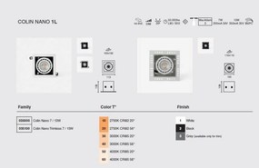 Spot LED incastrabil NANO COLIN-1 Grey recessed with frame 7-13W 2700K 20°