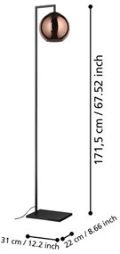 Lampadar Eglo 390253 CORDOBA 1xE27/40W/230V cupru