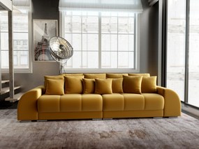 Canapea extensibilă dumonde cu 2 lăzi de depozitare si sezut confortabil din spuma high-density, Verona Royal Mustar 310x100 cm