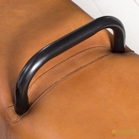 Bancheta cu piele naturala si picioare din lemn de mango Bock Kult