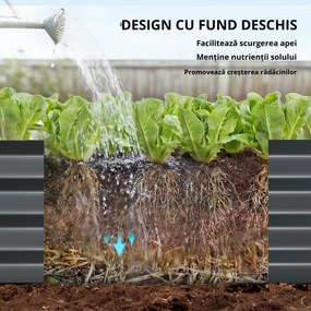 Outsunny Jardiniere Ridicate din Metal cu Grilaj, Pat de Grădină Înălțat cu Fund Deschis, Mănuși și Grilaj pentru Plante Cățărătoare, Legume și Flori, 220x110x150 cm, Gri Închis | Aosom Romania