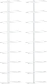 vidaXL Suport sticle de vin, de perete, 9 sticle, 2 buc., alb, fier