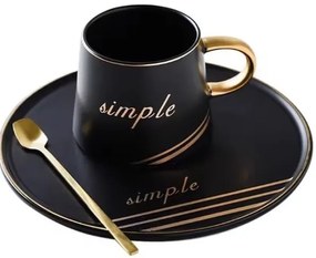 Set Portelan Ceasca, Farfurie si Lingurita, SIMPLE