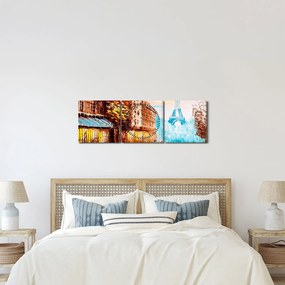 Tablou - Vremea ploioasă și Turnul Eiffel (cu ceas) (90x30 cm)