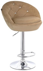 HR948W Scaun Latte din Catifea cu Bază Cromata