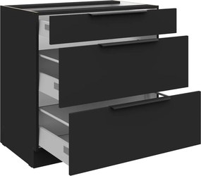 Dulap inferior, negru, SIBER 80 D 3S BB