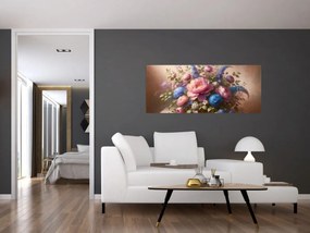 Tablou - Masă plină de flori (120x50 cm)