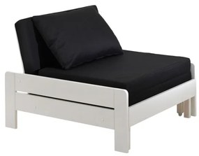 PINO Pat copii LOFT CU CANAPEA EXTENSIBILĂ 90 X 200 CM ALB