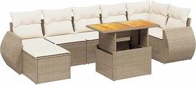 vidaXL Set canapele de grădină, 8 piese, cu perne, bej, poliratan