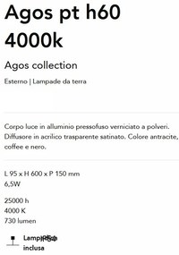 Stalp LED iluminat exterior modern Agos pt h60 4000k coffee