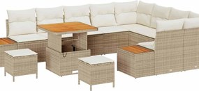 vidaXL Set de canapele pentru grădină cu pernă 12 pcs Bej Rattan poli